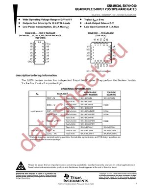 SN74HC00PWRE4 datasheet  